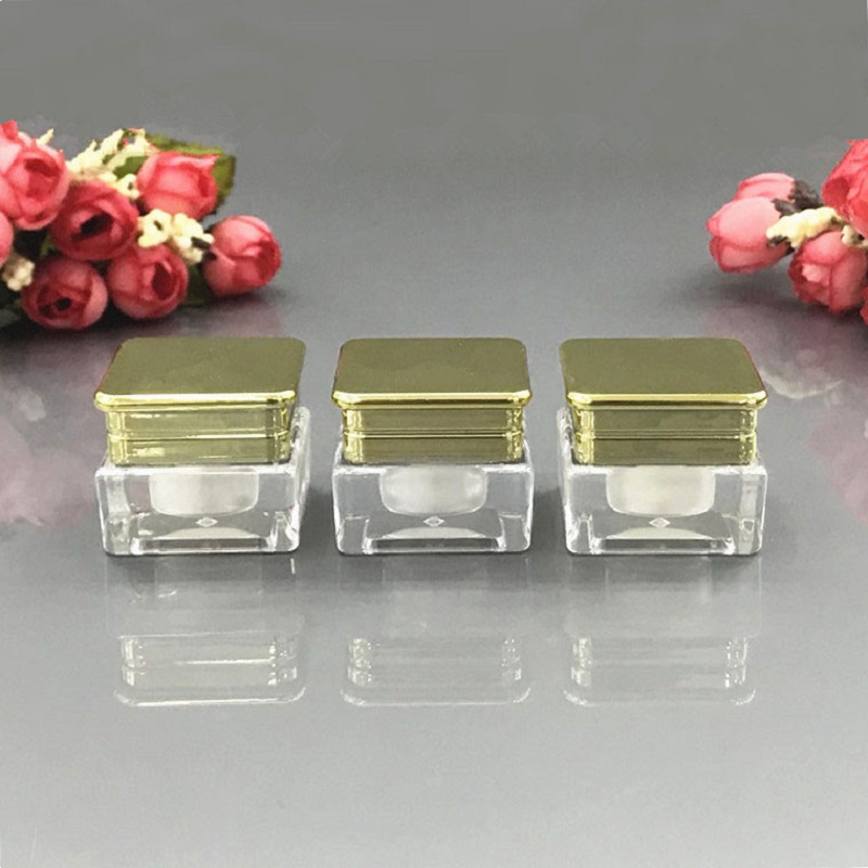 Gel Refill Pack - Frasco acrílico de plástico cuadrado dorado